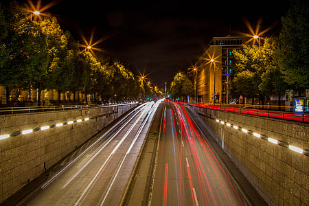time lapse photo of streetlight at night thumbnail