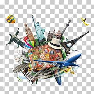 Eiffel Tower Statue of Liberty Brazil Travel Suitcase, Travel Travel, assorted world landmarks PNG clipart