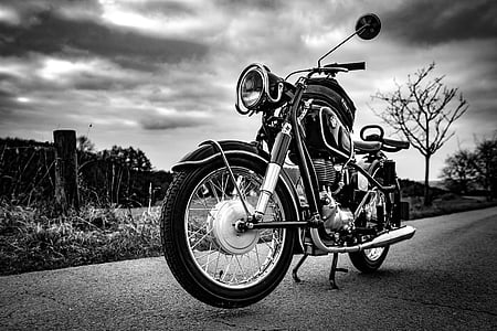 grayscale photo of motorcycle thumbnail