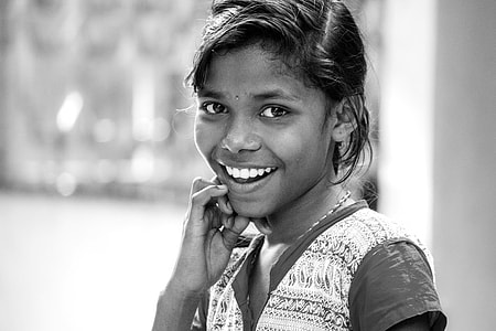 grayscale photo of girl thumbnail