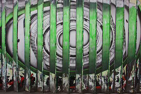 Wide-angle shot of some street art in Shoreditch in the East of London thumbnail