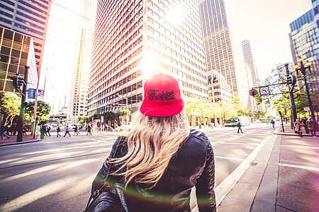 Blonde Woman Walking Alone On San Francisco Streets thumbnail