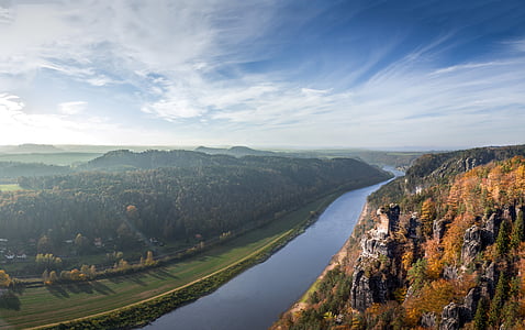 aerial photography of river near trees thumbnail