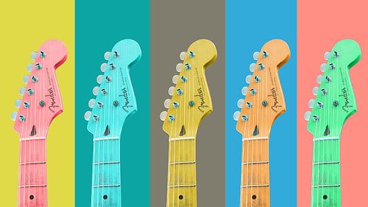five several-color guitar headstocks thumbnail