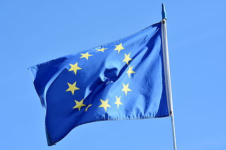 blue and yellow star print flag waving thumbnail