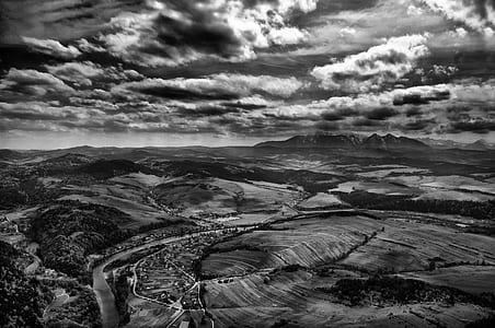 grayscale photo of mountains thumbnail
