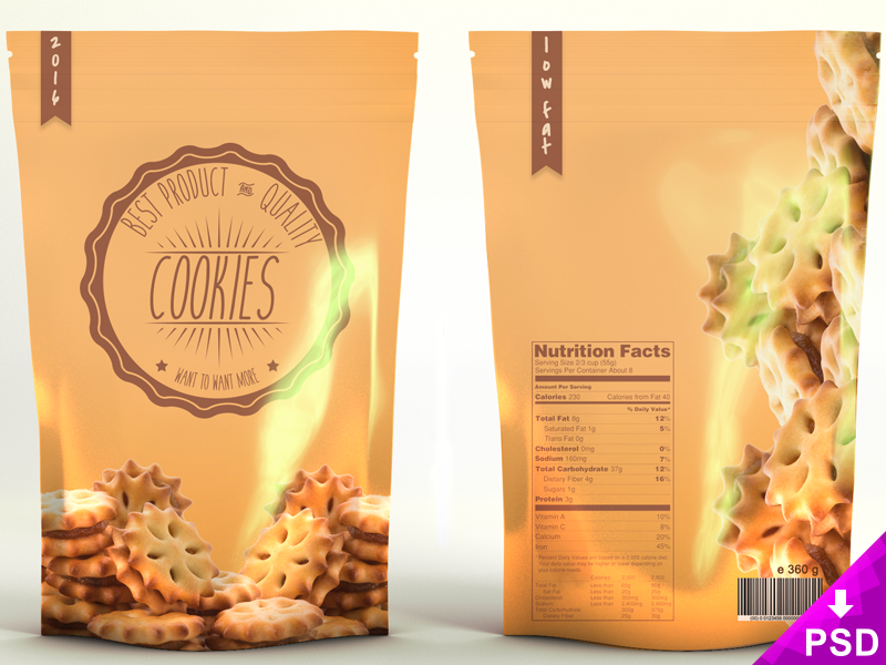 Snacks Product Bag Mockup psd file