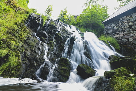 waterfalls under white sky thumbnail