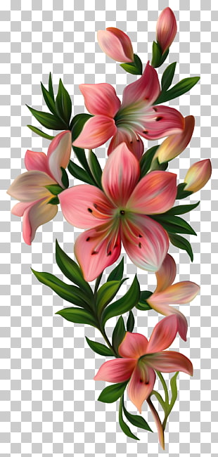 Flower Vintage clothing , lily, pink and green flowers illustration PNG clipart