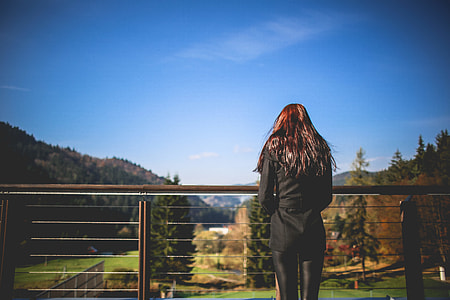 Girl Looking At Landscape Nature thumbnail
