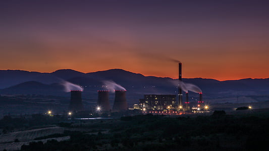 factory during night time thumbnail