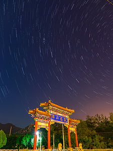 timelapse photo of triumphal arc gate during nighttime thumbnail