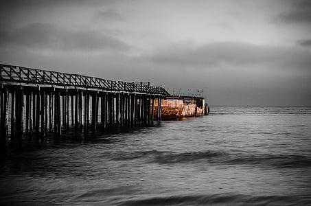 black wooden boardwalk grayscale photo thumbnail