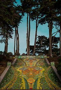 green and yellow concrete stairs thumbnail