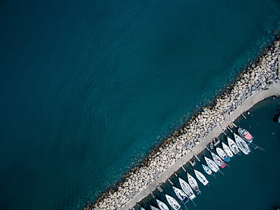 aerial photography of boats on dock thumbnail