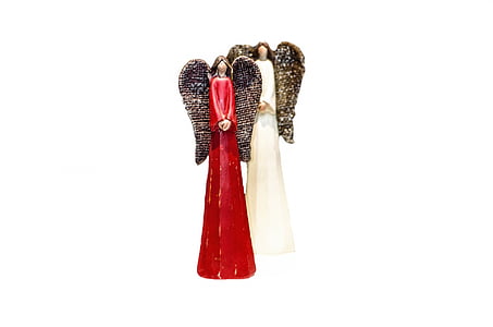 two red and white angel figurines thumbnail