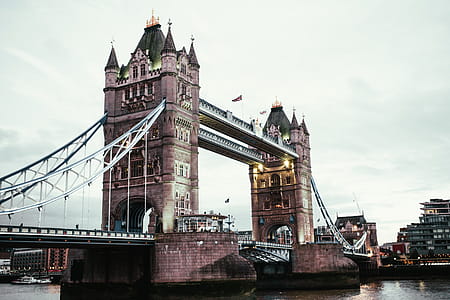 London tower bridge at Sunset illuminated with lights thumbnail