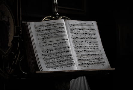 music notebook on brown wooden stand thumbnail