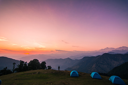 Dusk landscape and sky in Chopta, India thumbnail