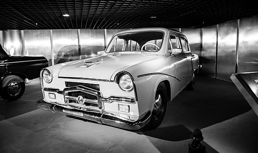 greyscale photo vintage car thumbnail
