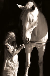 girl playing with horse thumbnail