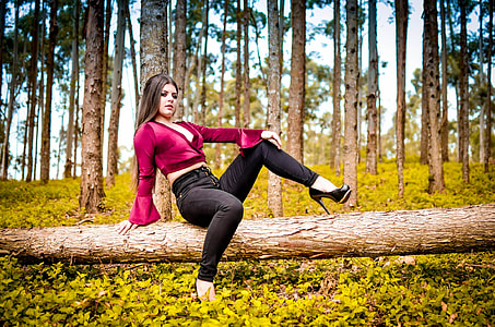 woman sitting on brown branch of tree thumbnail