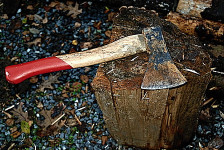 silver axe on wood thumbnail