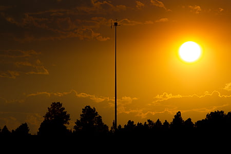 silhouette photography of post with sunset background thumbnail