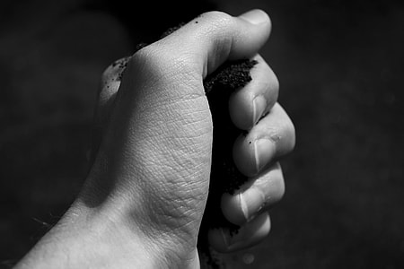 gray scale photo of person holding soil thumbnail