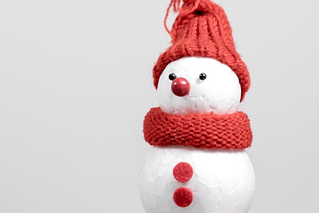 white snowman wearing red knit hat thumbnail