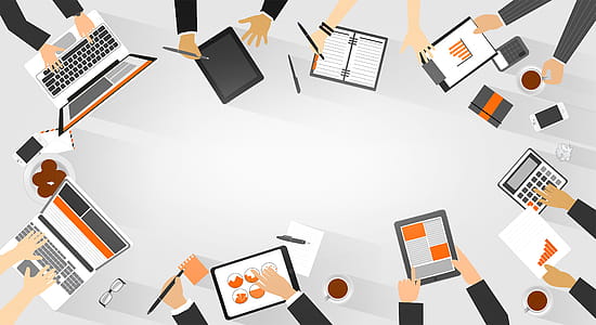 Team Work - Business Meeting - Top View with Copyspace thumbnail
