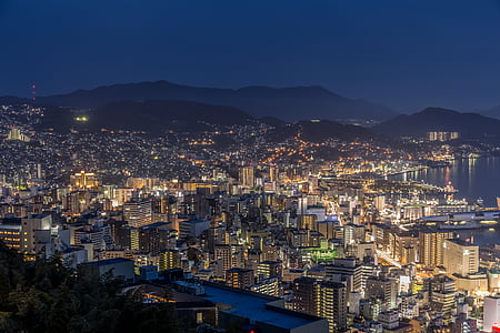 bird's eye view photography of city under nightime thumbnail