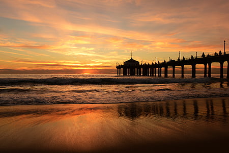 dock on seashore beach digital wallpaper thumbnail