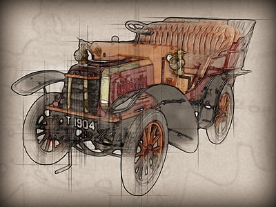 vintage brown car illustration thumbnail