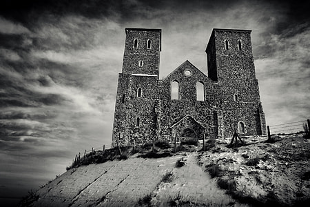 This image was taken at Reculver in Kent, England, a pair of old towers sit on the cold winter English coast thumbnail