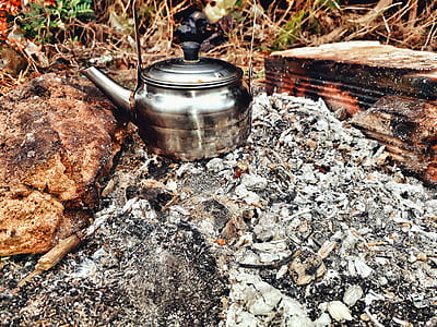 gray steel kettle on charcoal thumbnail