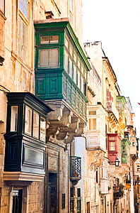 View of Bow Windows in Valletta, Malta thumbnail