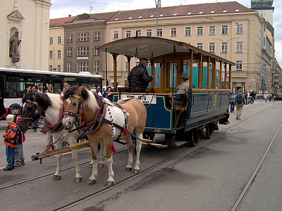 Horse Drawn Tram in Brno in Czech Republic thumbnail