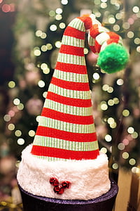 red and white striped Christmas hat thumbnail