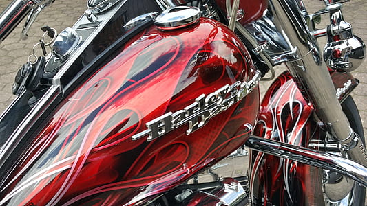 red Harley-Davidson vinyl flame motorcycle thumbnail