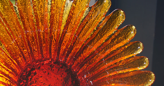 close up photo of scalloped edge amber glass plate thumbnail