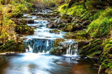 time lapse photography of river surrounded by green grass thumbnail