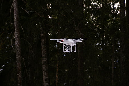 white DJI Phantom 3 standard flying near rainforest thumbnail
