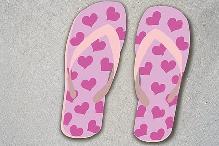 pair of pink flip-flops illustration thumbnail