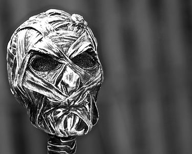 close-up of silver skull decor thumbnail