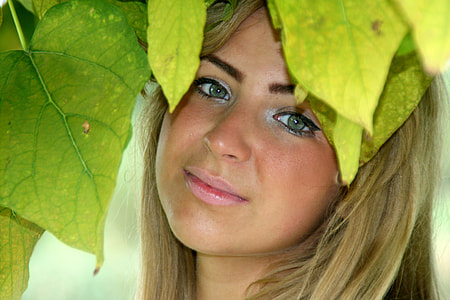 close up photo of woman under the green leaves thumbnail