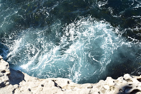 high angle photo of cliff and body of water thumbnail