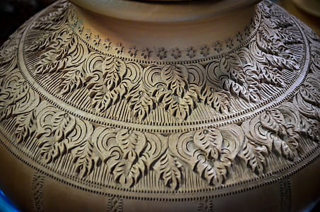 Thai Pottery Style - Carved Pot thumbnail