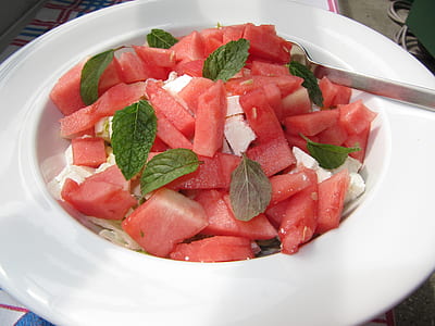 sliced watermelon on ceramic plate thumbnail
