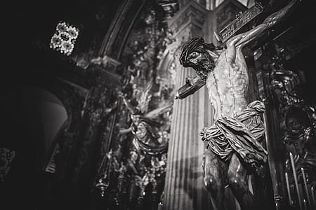 Monochrome Photo of Crucifix thumbnail